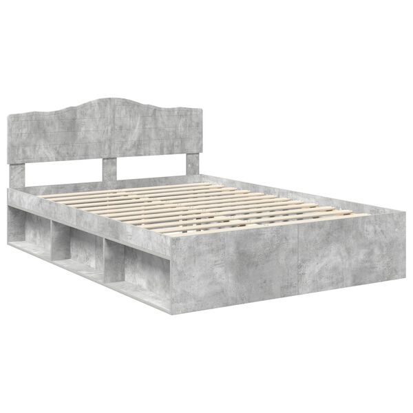 vidaXL Bedframe met hoofdeinde Beton 140 x 200 cm Massief grenenhout