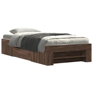 vidaXL Bedframe zonder matras bewerkt hout bruin eikenkleur 75x190 cm