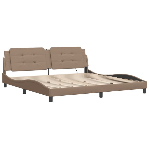 vidaXL Bedframe met LED zonder matras "Zadar" cappuccino 200x200 cm