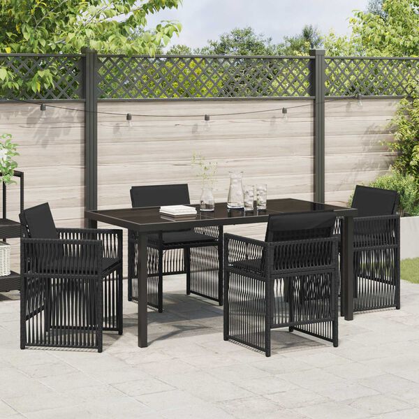 vidaXL Tuin eettafelset 5 pcs Zwart Gepoedercoat staal