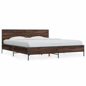 vidaXL Bedframe bewerkt hout metaal bruin eikenkleur 200x200 cm