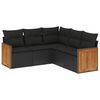 vidaXL 5-delige Loungeset met kussens poly rattan zwart