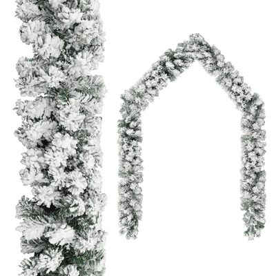 vidaXL Kerstslinger met LED's en sneeuw 20 m PVC groen
