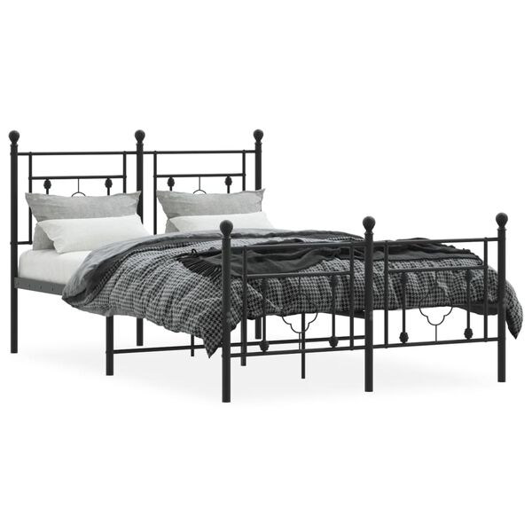 vidaXL Bedframe met hoofd- en voeteneinde metaal zwart 120x190 cm
