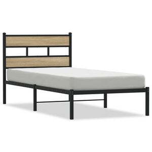 vidaXL Bedframe zonder matras metaal sonoma eikenkleurig 75x190 cm