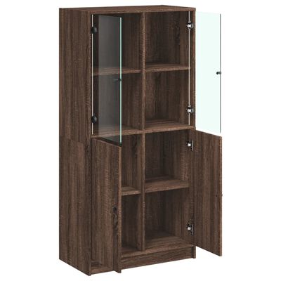 vidaXL Hoge kast met deuren 68x37x142 cm bewerkt hout bruin eikenkleur