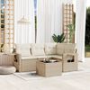 vidaXL 5-delige Loungeset met kussens poly rattan beige