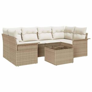 vidaXL Tuin Sofa Set 7 st 6-zits Beige en Cr&egrave;me poly rattan