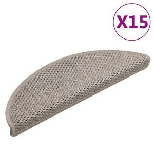 vidaXL Trapmatten zelfklevend 15 st sisal-look 56x17x3cm zilverkleurig