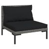 vidaXL 3-delige Loungeset met kussens poly rattan donkergrijs