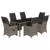 vidaXL 7-delige Bistroset met kussens poly rattan grijs