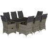 vidaXL 9-delige Bistroset met kussens poly rattan grijs