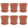 vidaXL Plantenpotten 6 pcs Baksteenrood &Oslash; 17 x 14 cm Kunststof