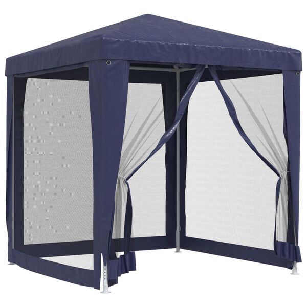 vidaXL Partytent met 4 mesh zijwanden 2x2 m HDPE blauw