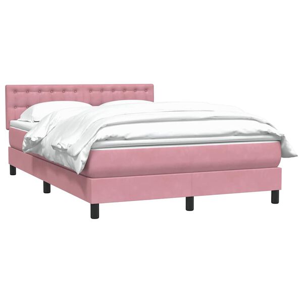 vidaXL Boxspring met matras fluweel roze 140x210 cm