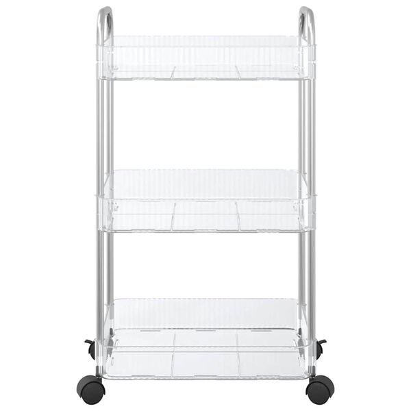 vidaXL Opbergtrolley 3-laags 37x28x68 cm acryl transparant