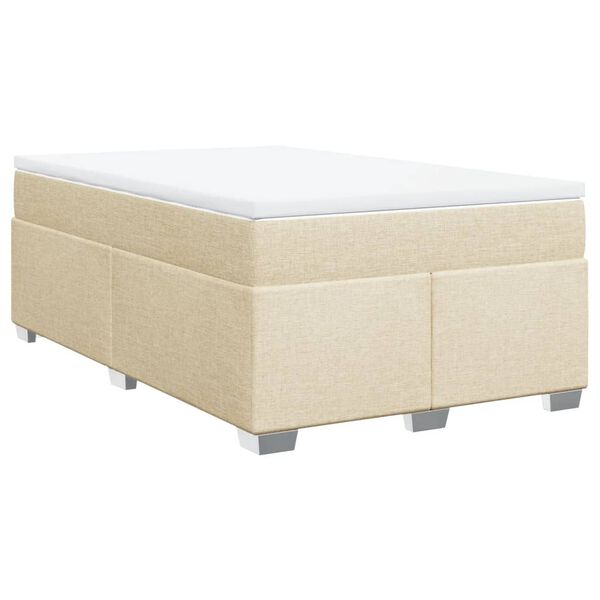 vidaXL Boxspring met matras stof cr&egrave;mekleurig 120x190 cm