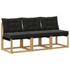 vidaXL 3 st Buiten Midden Sofa Massief acaciahout en Textilene Stof