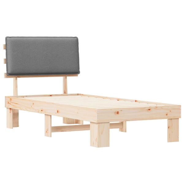 vidaXL Bedframe met Gevoerd Hoofdgedeelte Lichtgrijs 75 x 190 cm