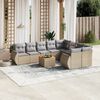 vidaXL 10-delige Loungeset met kussens poly rattan beige