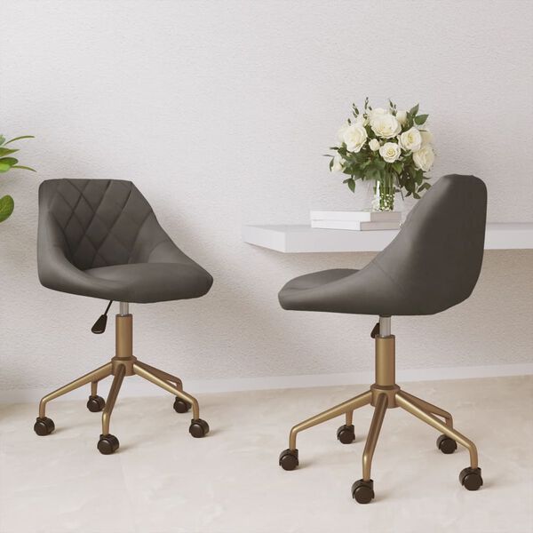 vidaXL Eetkamerstoelen draaibaar 2 st fluweel donkergrijs