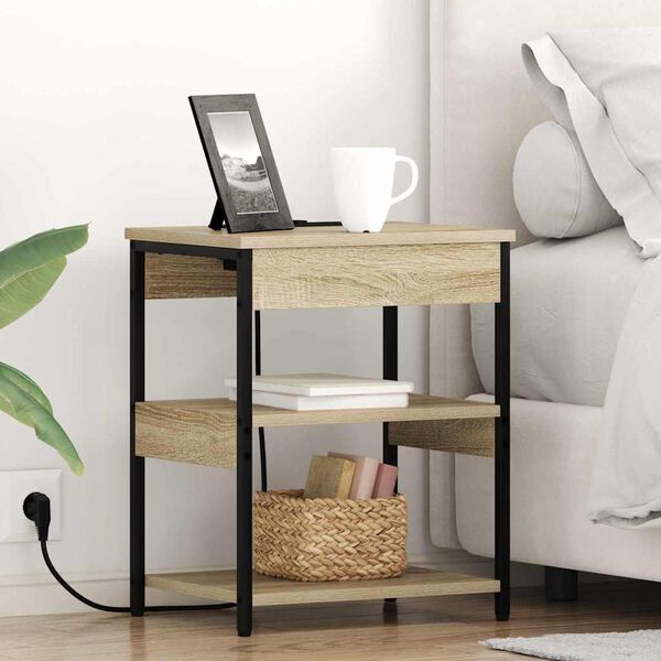 vidaXL Nachtkastje Sonoma Eiken 41 x 31 x 51 cm Bewerkt hout