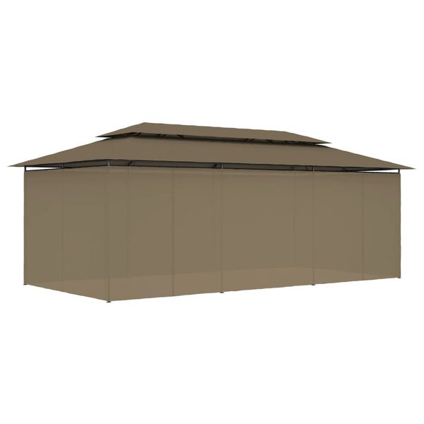 vidaXL Prieel met gordijnen 180 g/m² 600x298x270 cm taupe