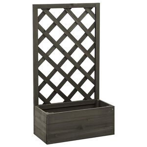 vidaXL Latwerkplantenbak 50x25x90 cm massief vurenhout grijs