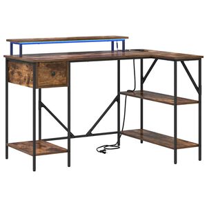 vidaXL Bureau Gerookt eiken 120 x 79 x 86,5 cm Bewerkt hout