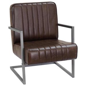 vidaXL Fauteuil echt leer verweerd bruin