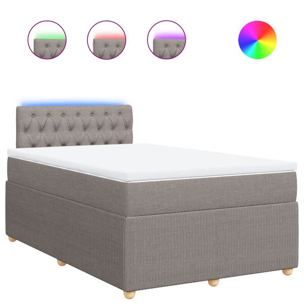 vidaXL Boxspring met matras stof taupe 120x200 cm