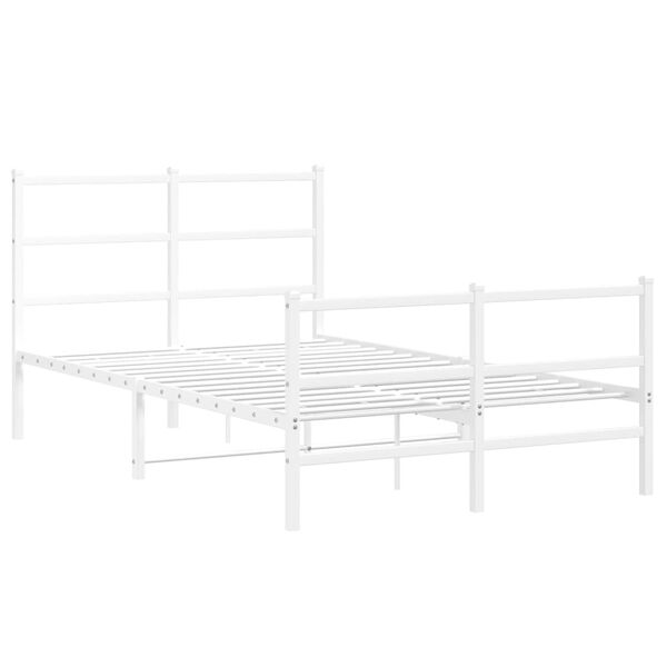 vidaXL Bedframe met hoofd- en voeteneinde metaal wit 120x200 cm