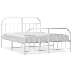 vidaXL Bedframe met hoofd- en voeteneinde metaal wit 140x200 cm