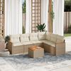 vidaXL 7-delige Loungeset met kussens poly rattan beige