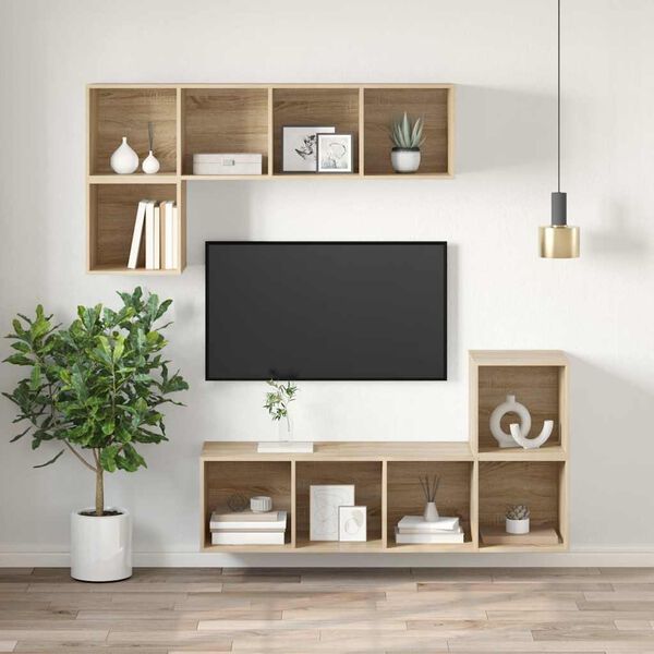 vidaXL Tv-wandmeubel 37x37x107 cm bewerkt hout sonoma eikenkleurig