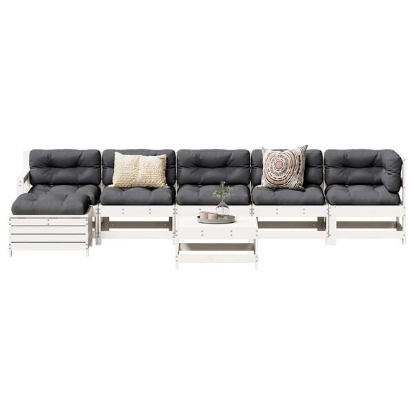 vidaXL 7-delige Loungeset massief grenenhout wit
