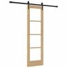 vidaXL Schuifdeur Naturel 61 x 198,5 cm Massief grenenhout en glas