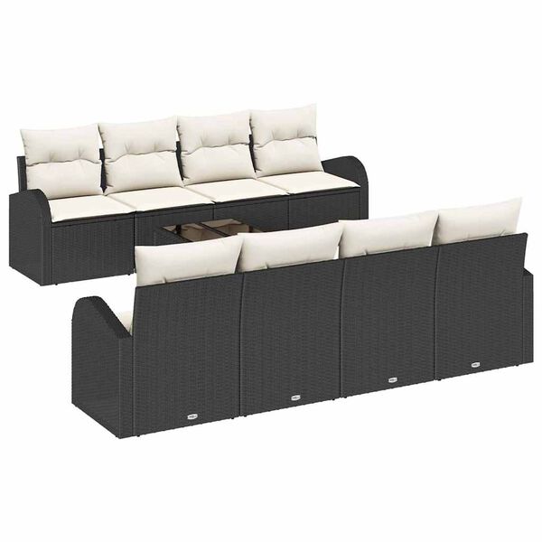 vidaXL Tuin Sofa Set met opslag 9 pcs Zwart en Cr&egrave;me poly rattan