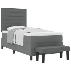 vidaXL Boxspringbed met kussen Donkergrijs 90 x 200 cm Stof