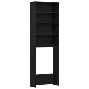vidaXL Wasmachinekast Zwart Eiken 64 x 24 x 190 cm Bewerkt hout