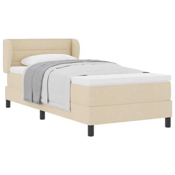 vidaXL Boxspringbed met matras met hoofdeinde Cr&egrave;me 100 x 200 cm Stof