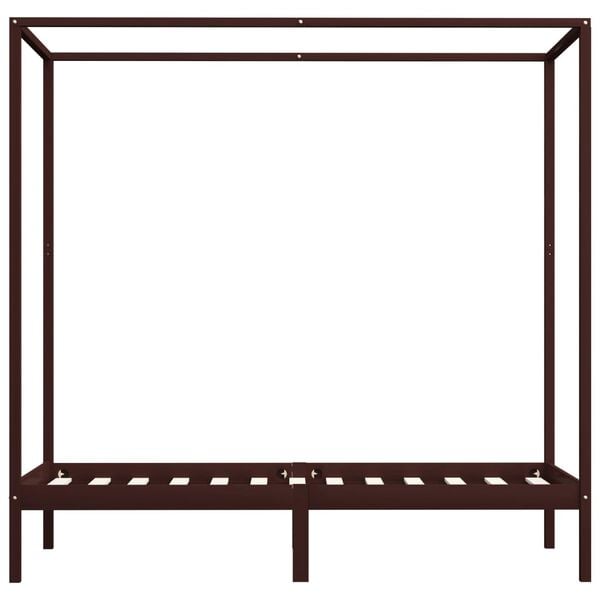 vidaXL Hemelbedframe massief grenenhout donkerbruin 100x200 cm