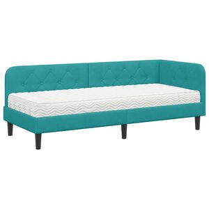 vidaXL Hoekbedframe Turquoise 80 x 200 cm Fluweel