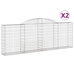 vidaXL Schanskorven 2 st gewelfd 300x30x100/120 cm ijzer