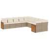 vidaXL 10-delige Loungeset met kussens poly rattan beige