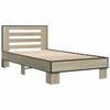 vidaXL Bedframe bewerkt hout en metaal sonoma eikenkleurig 75x190 cm