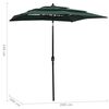 vidaXL Parasol 3-laags met aluminium paal 2x2 m groen
