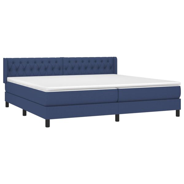 vidaXL Boxspring met matras stof blauw 200x200 cm