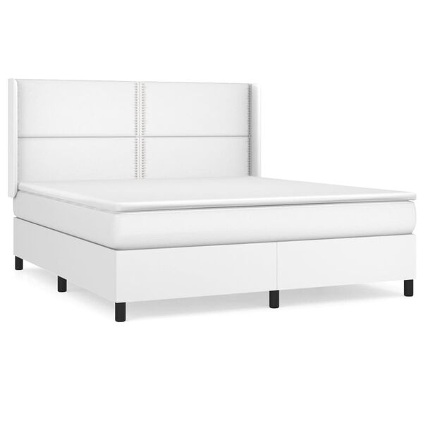 vidaXL Boxspring met matras kunstleer wit 180x200 cm