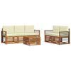 vidaXL Sofa-Sets 6 pcs Natuurlijk en Cr&egrave;me Massief Acaciahout